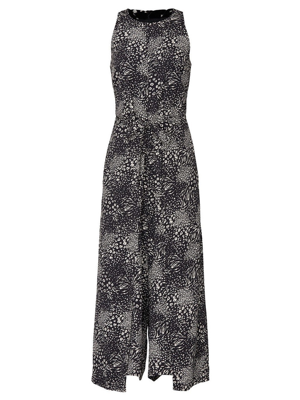 Mairead D Sleeveless Black & White Printed Jumpsuit